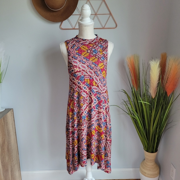 Maeve, Lilt Boho Print Mockneck Swing Knit Dress S - Picture 3 of 11